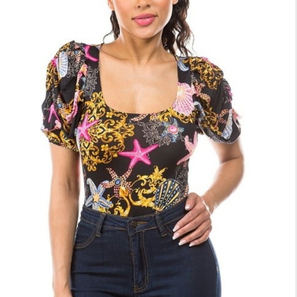 Day G Ocean Dream Print Princess Sleeve Bodysuit